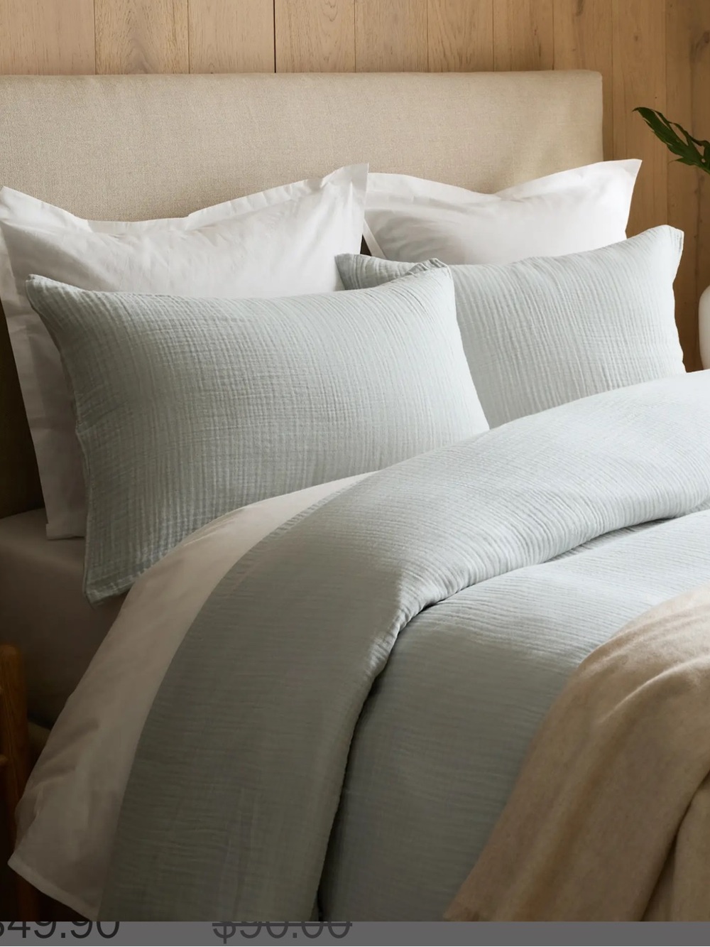 NWOT Quince Luxury Organic Cotton Gauze  Sham Set in Mist!
